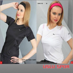 Crozwise Bayan İnterlock V-Yaka T-Shirt   7039